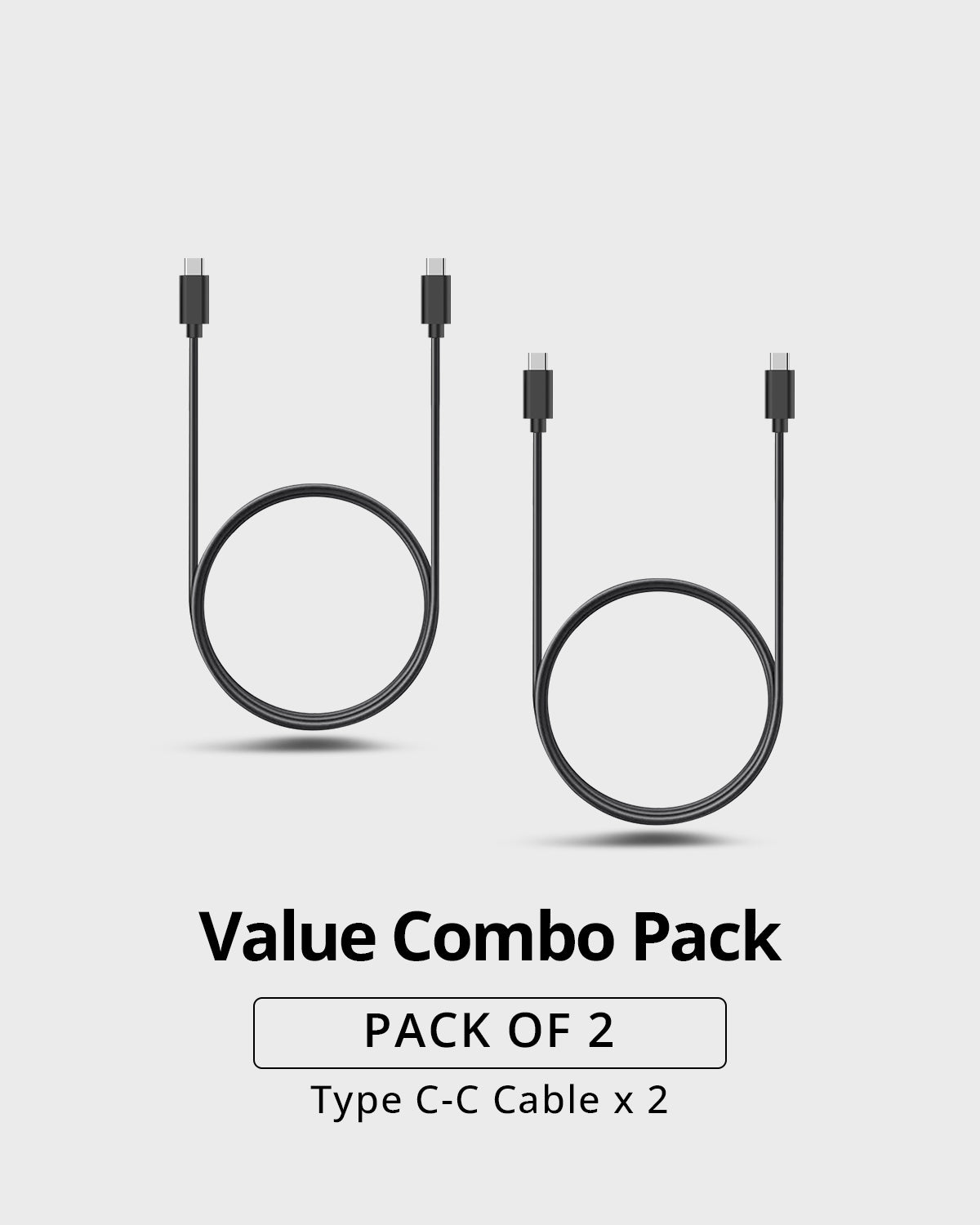 RAEGR RapidLine USB Type-C to Type-C Cable Combo, (1M/3.3ft) Pack of 2