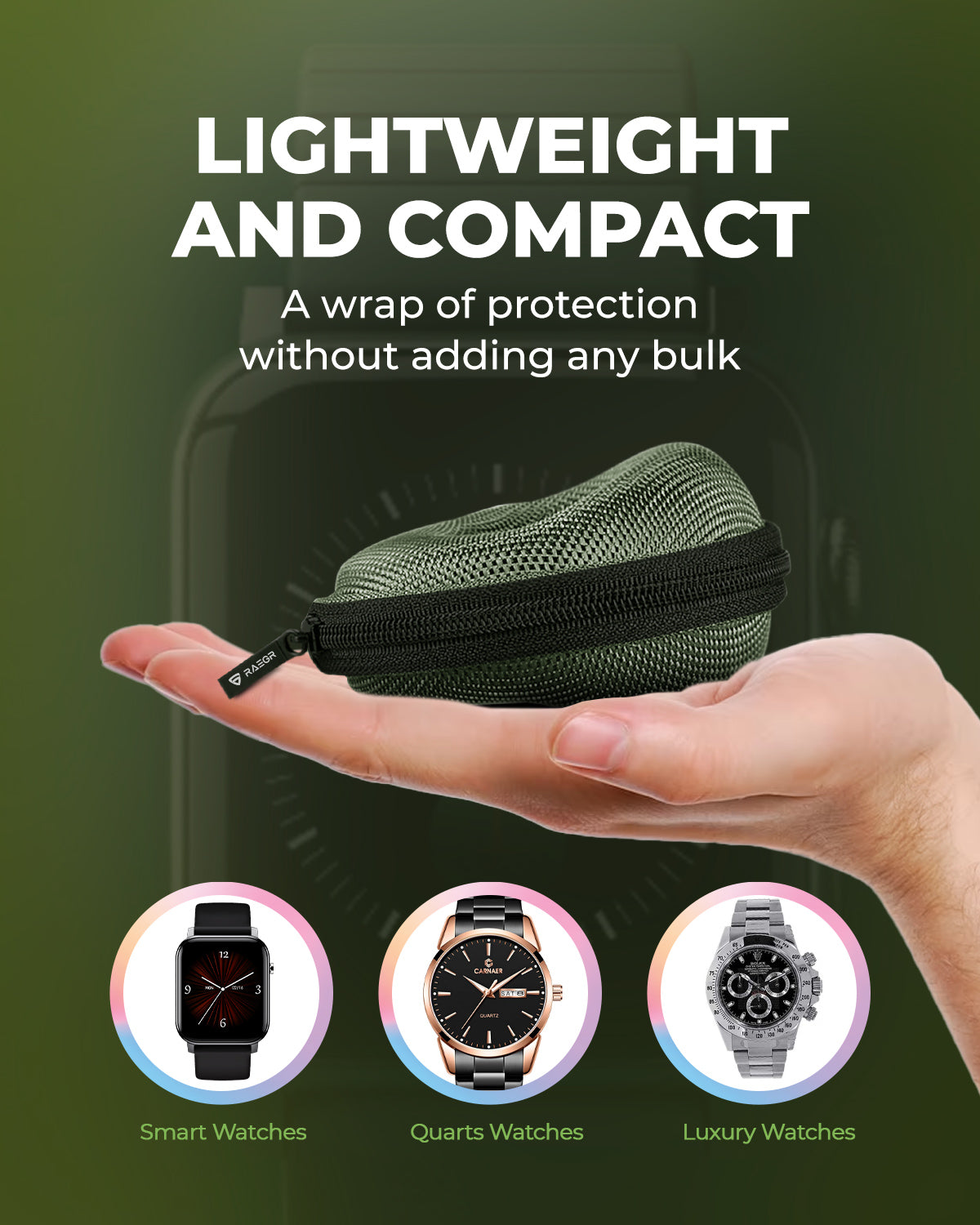 RAEGR Travel Watch Case Single Storage Box for Wristwatches