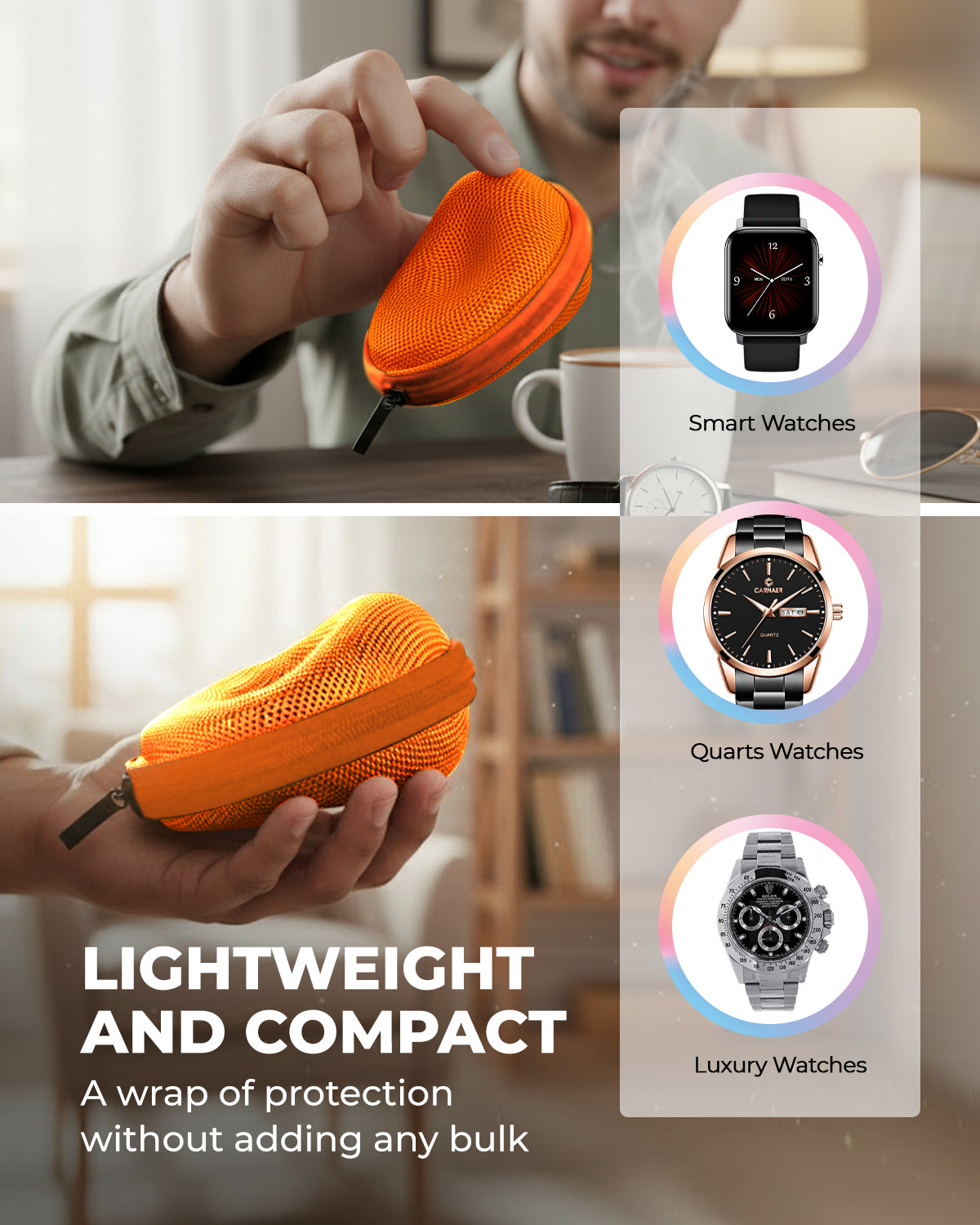 RAEGR Travel Watch Case Single Storage Box for Wristwatches