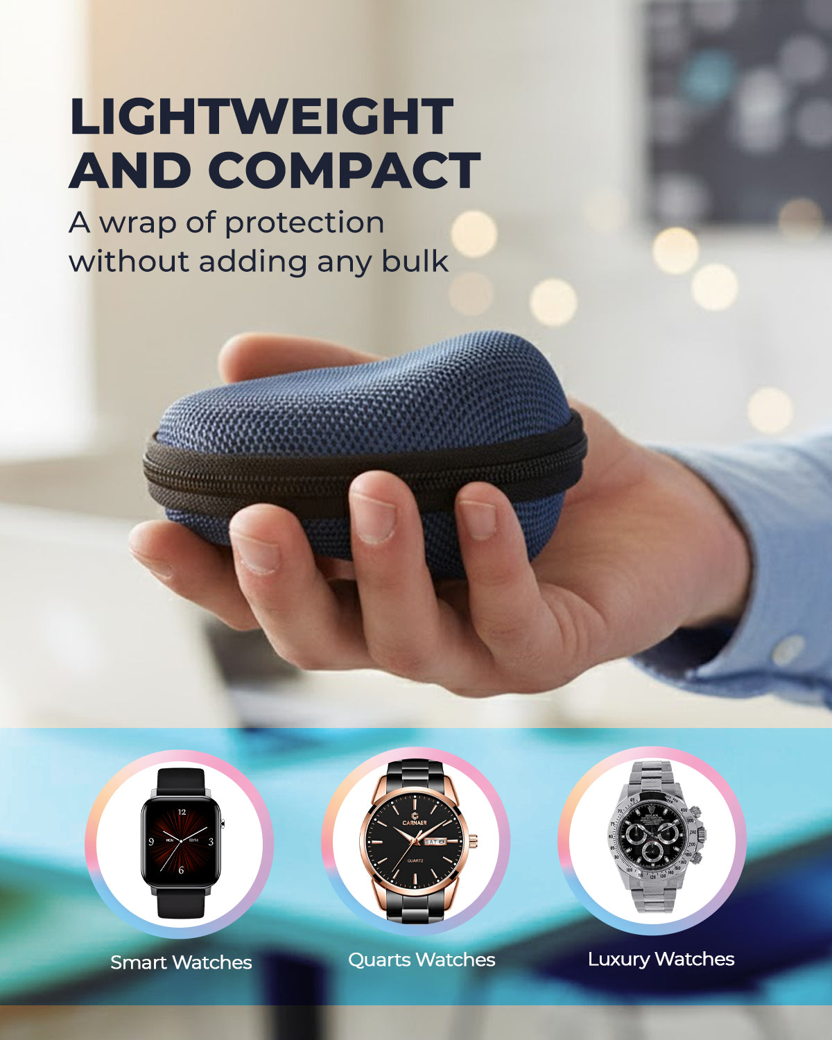 RAEGR Travel Watch Case Single Storage Box for Wristwatches