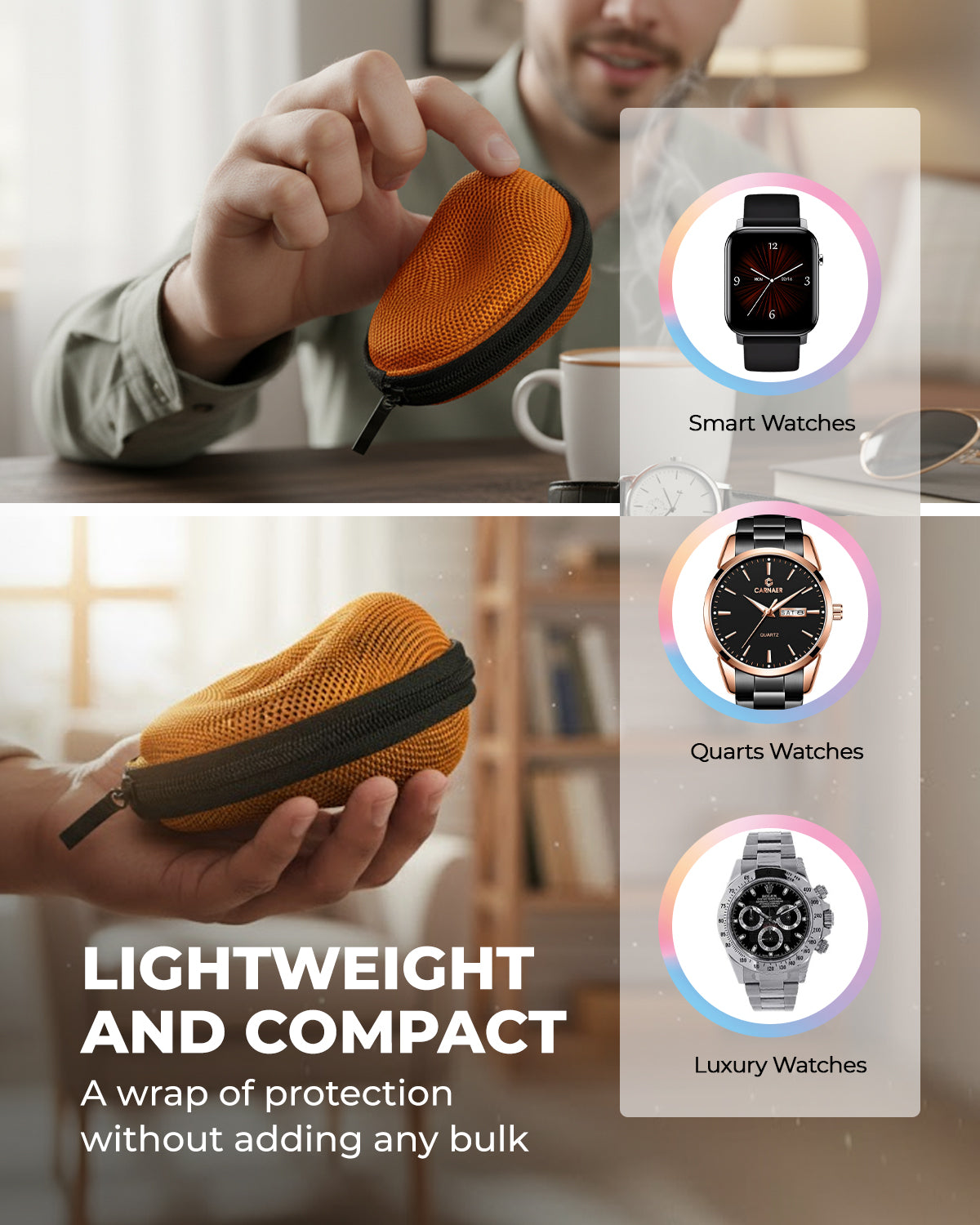 RAEGR Travel Watch Case Single Storage Box for Wristwatches