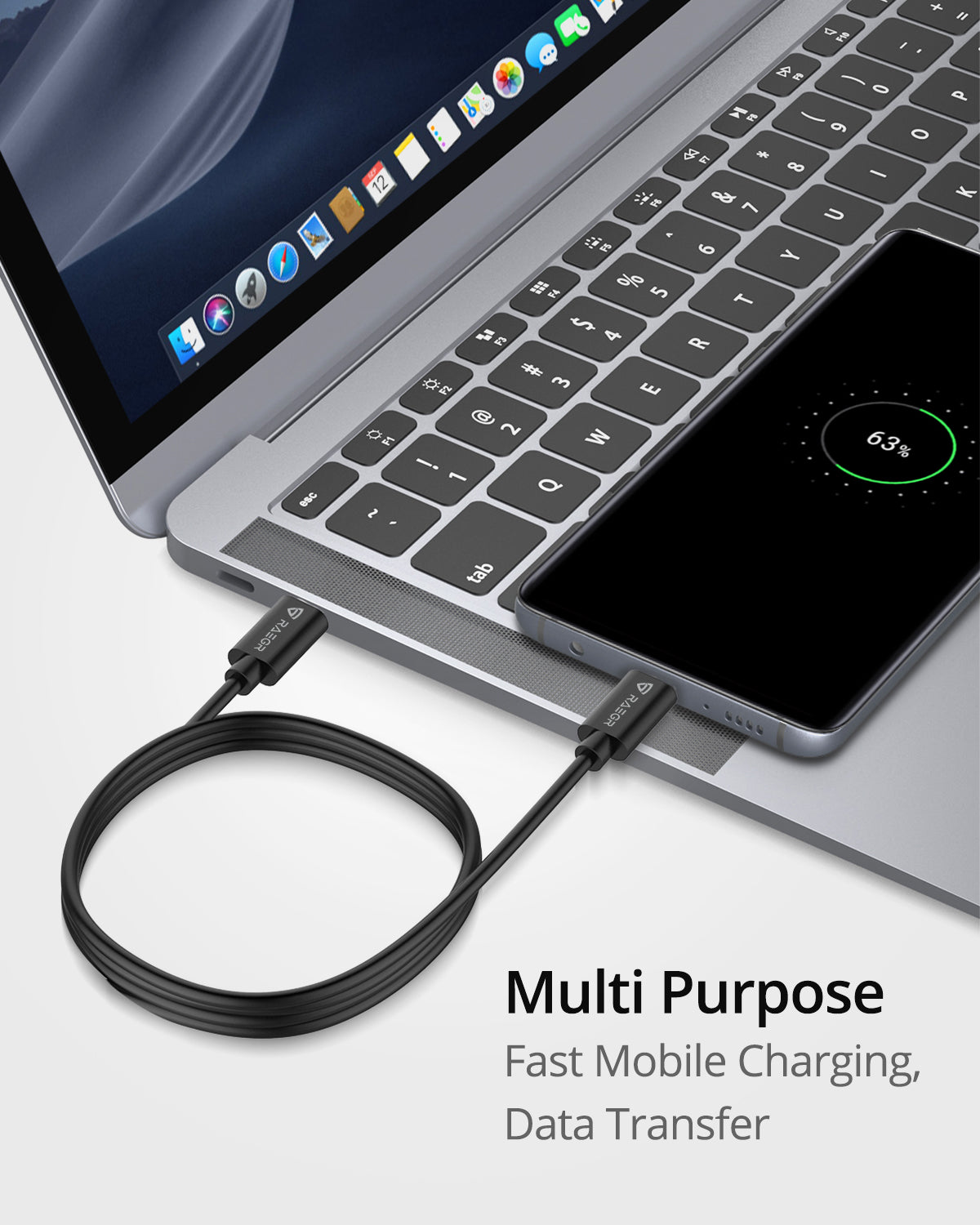 RAEGR RapidLine USB Type-C to Type-C Cable Combo, (1M/3.3ft)-(Pack of 4)