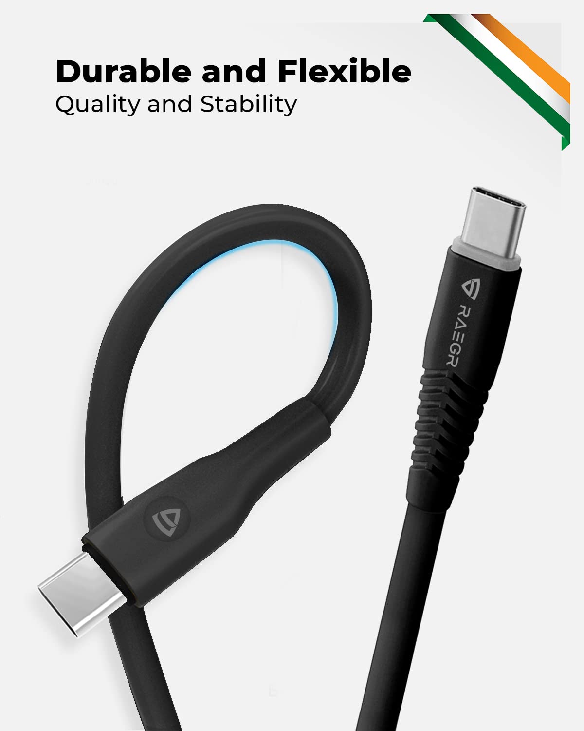 RAEGR RapidLine 100 A2C & C2C Cables Combo Pack, PD Fast Charging