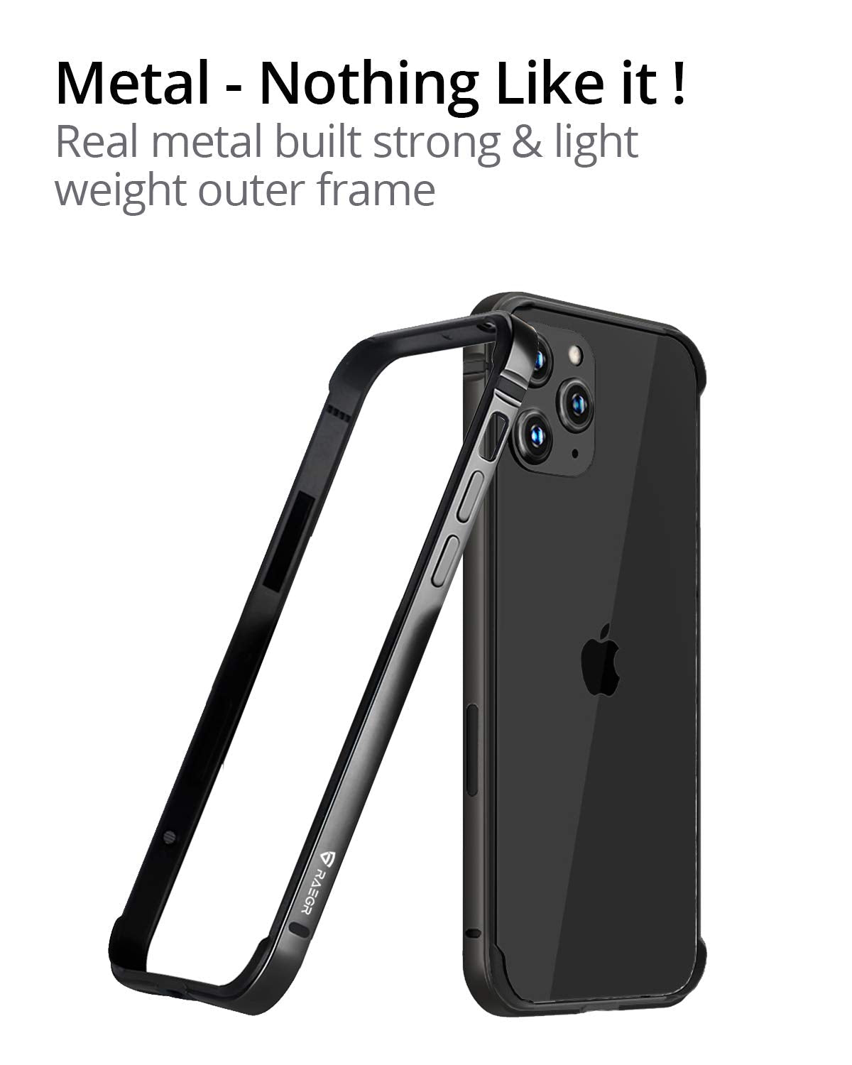 RAEGR iPhone 12 Pro Max 5G Anodized Aluminum Bumper Case, Supports