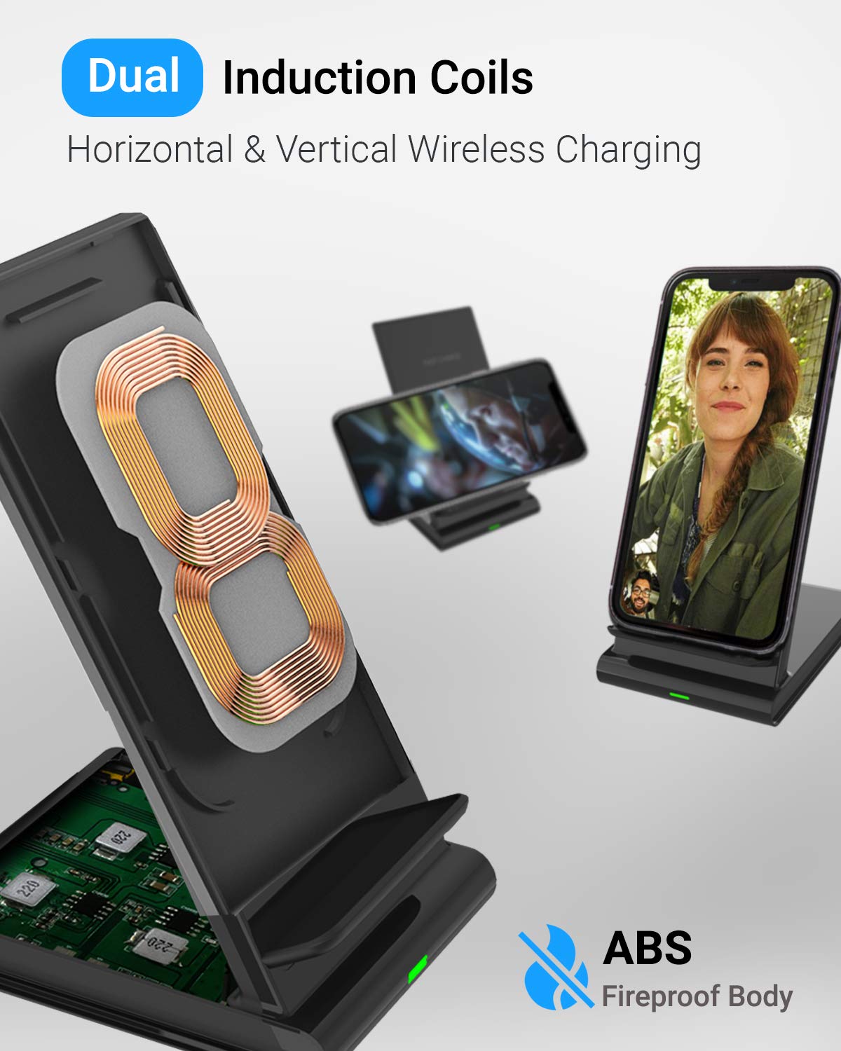 Beckh Field 0860 3-in-1 Charging Dock, 10W Wireless Charger for Phones Wired Dock for Apple Watch AirPods for iPhone