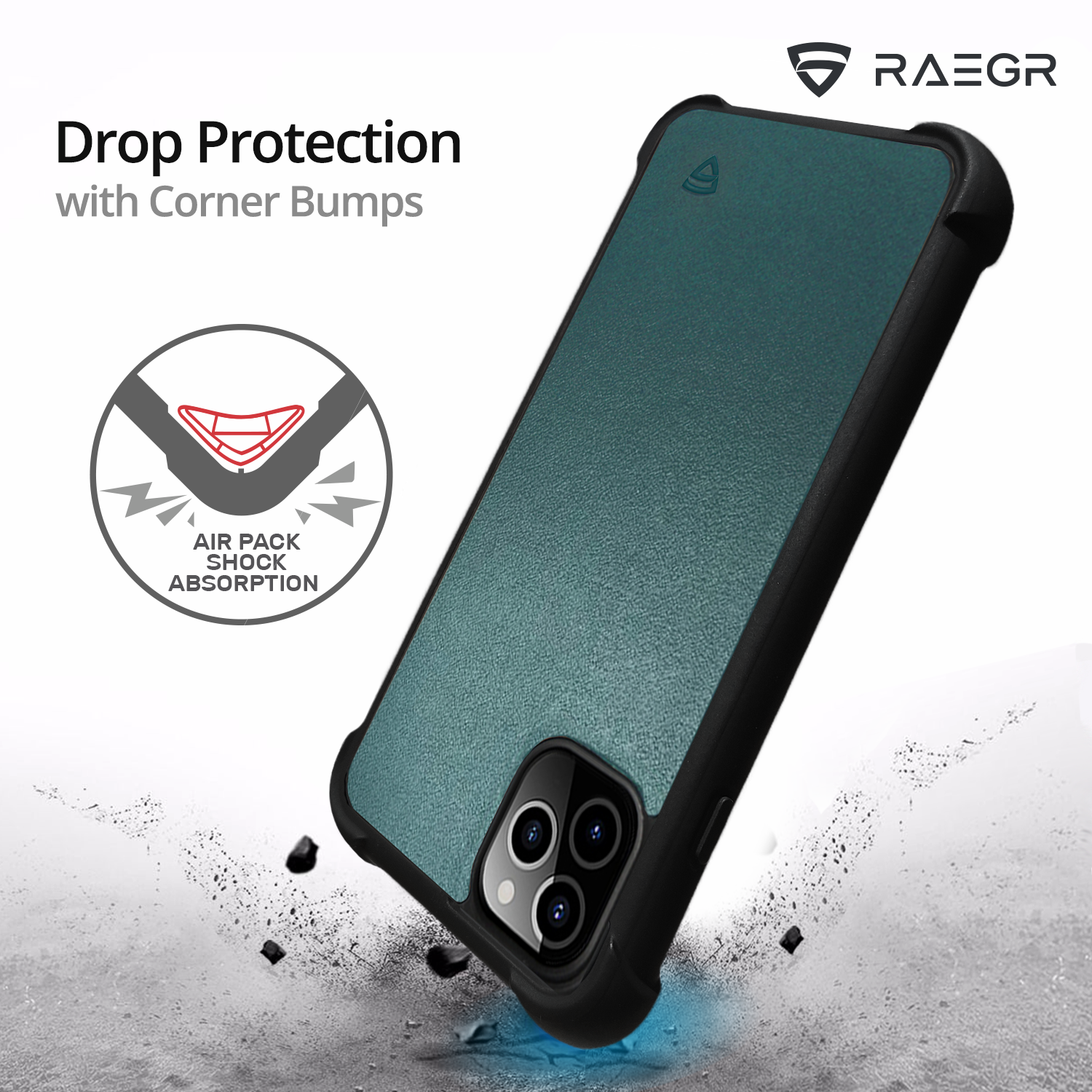 RAEGR iPhone 11 Pro Max Elements Armor Protective Case/Cover with Genuine Leather