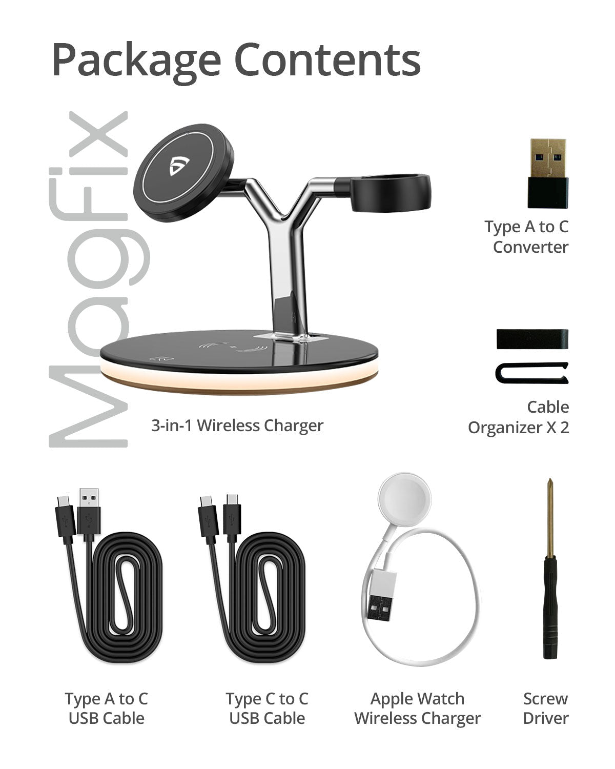 RAEGR MagFix Trio Arc M1700 MagSafe Compatible Wireless Charging Station (3 in1)