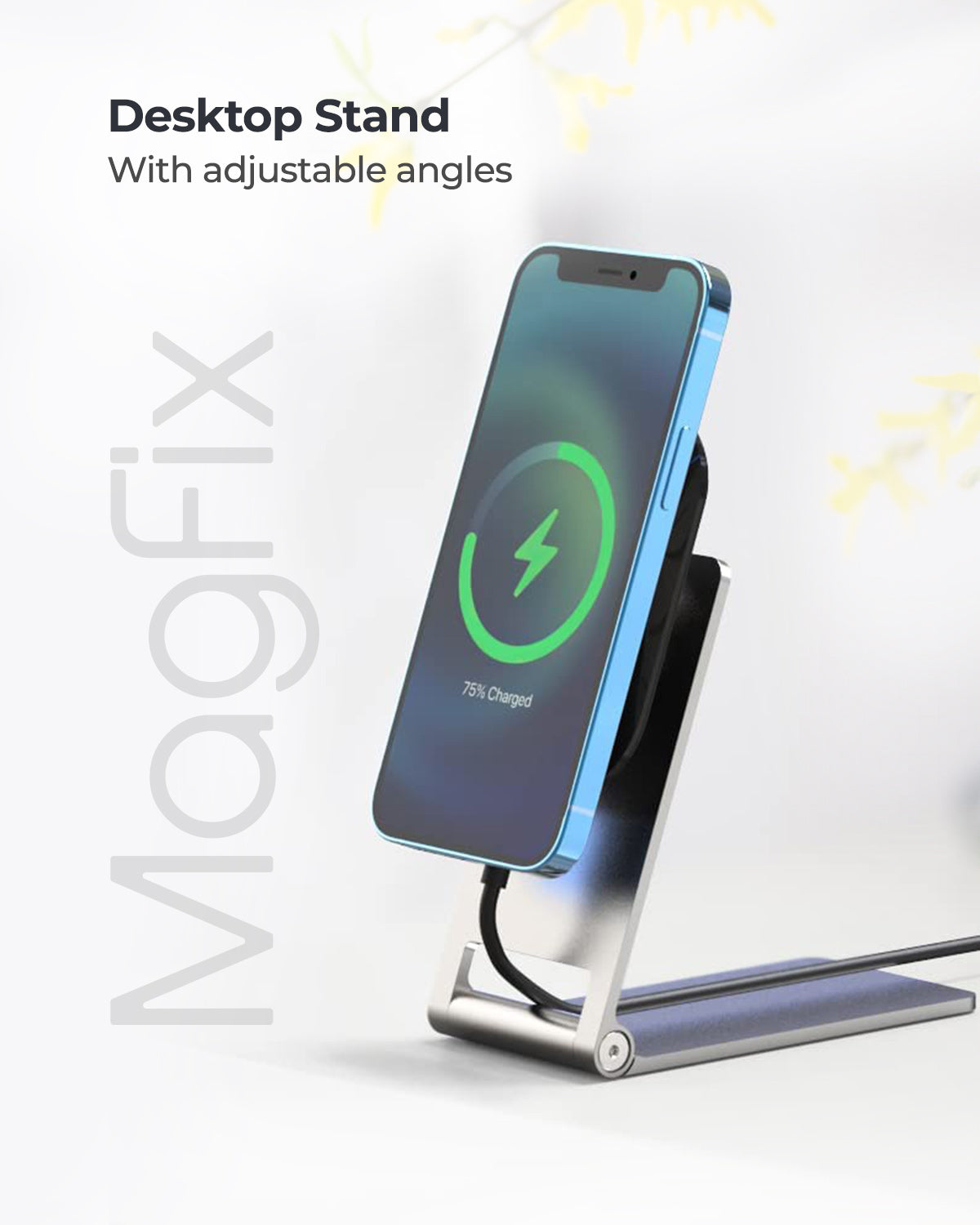 RAEGR MagFix Arc M1450B 15W Magnetic Wireless Charger with Foldable Magnetic Stand Holder Compatible with iPhone 14 & 15 Series